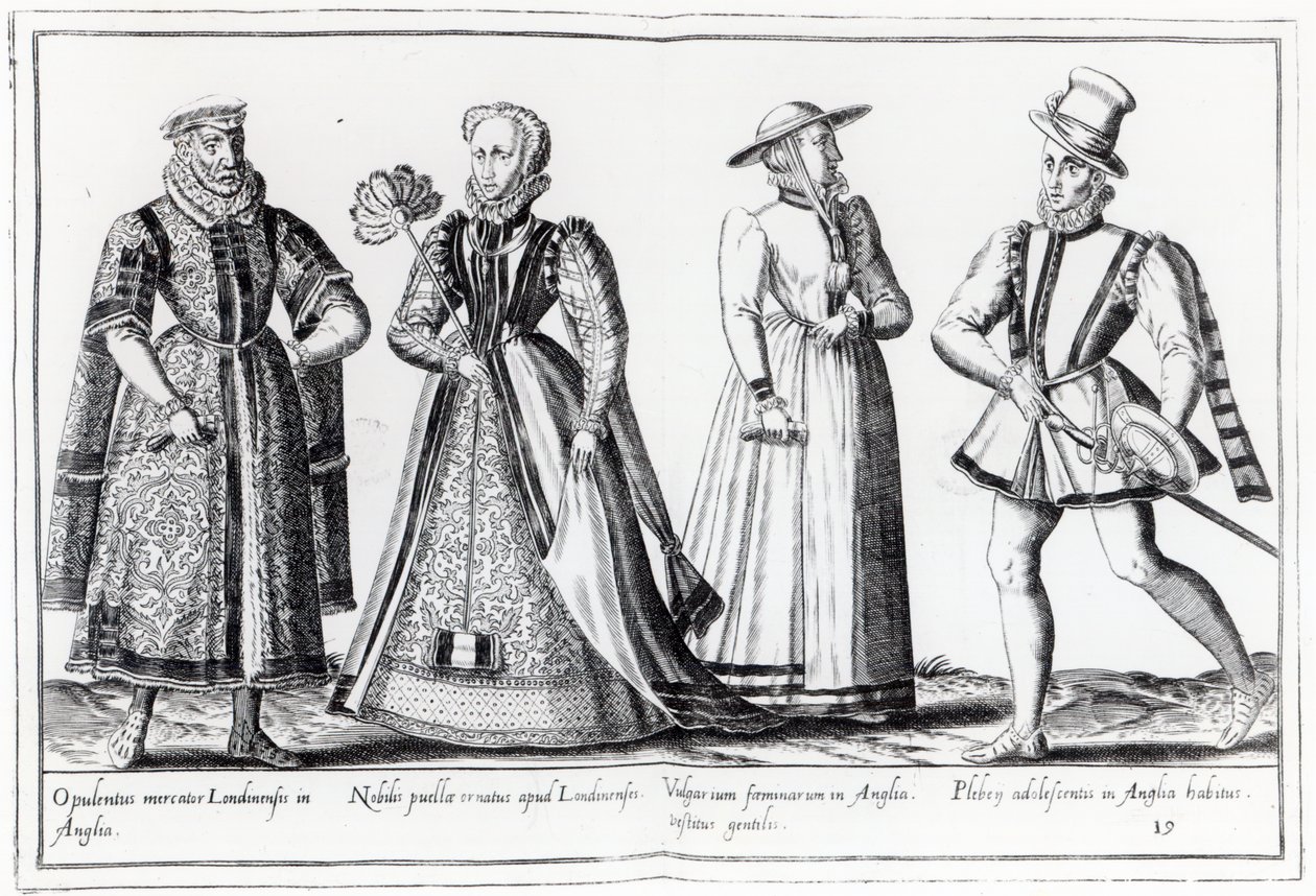 Divat a Tudor-korszakban (metszet) alkotó: French School