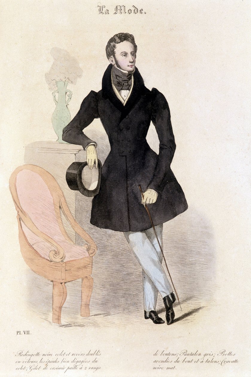 Férfias divat 1829-ben – a „Les Modes”-ban” alkotó: French School