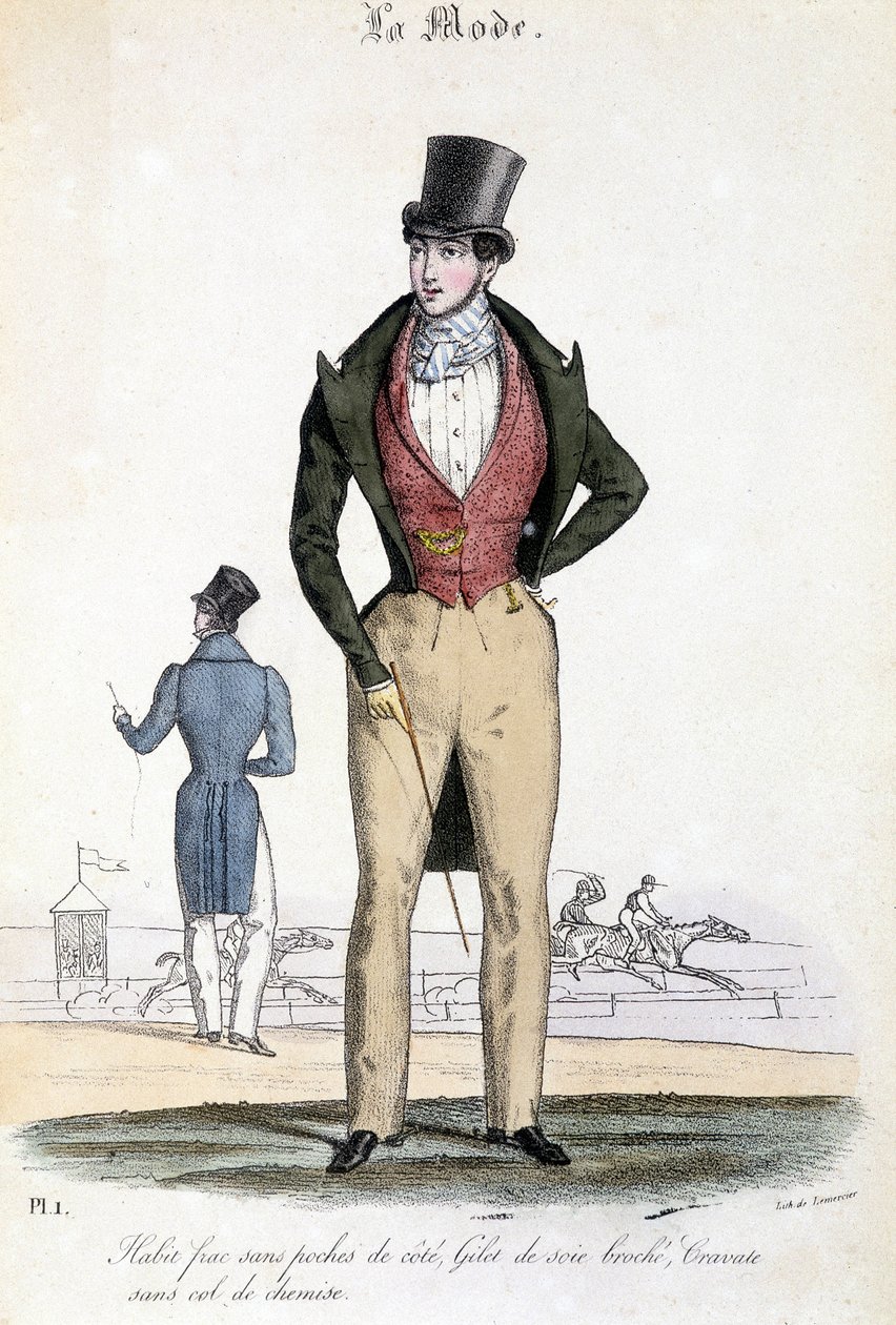 Férfias divat 1829-ben - a "Les Modes"-ben alkotó: French School