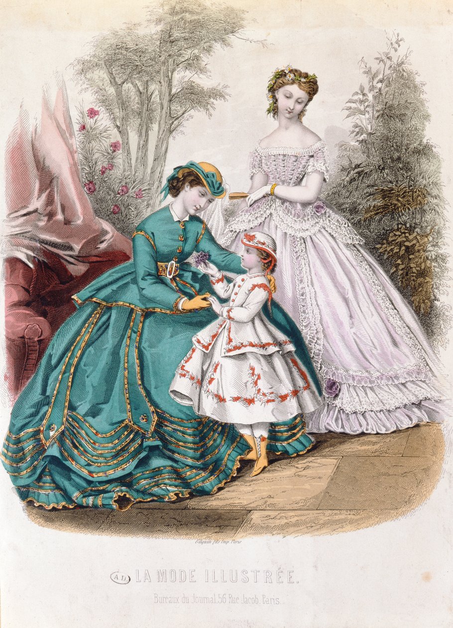 Divattányér a La Mode Illustree-től, 1865 alkotó: French School