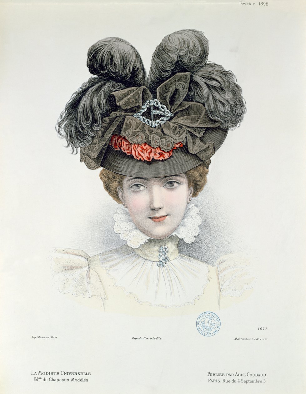 Divattányér a La Modiste Universelle-től, 1898. február alkotó: French School