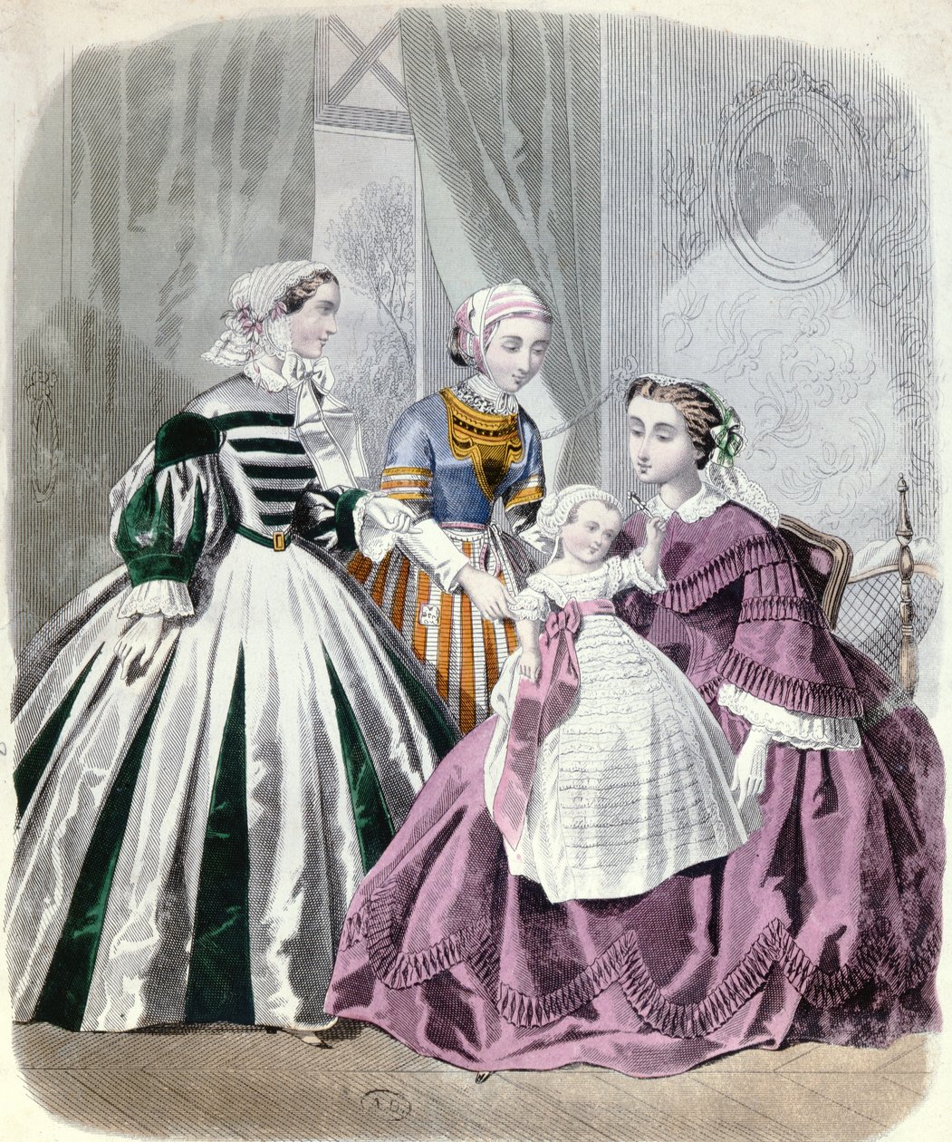 Divattányér a Le Monde Elegant 1859-től (színes gravírozás) alkotó: French School