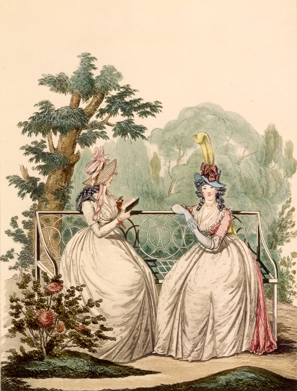 Nyári ruhás hölgyek divattányérja - Modes Anglaises, 1794 alkotó: French School