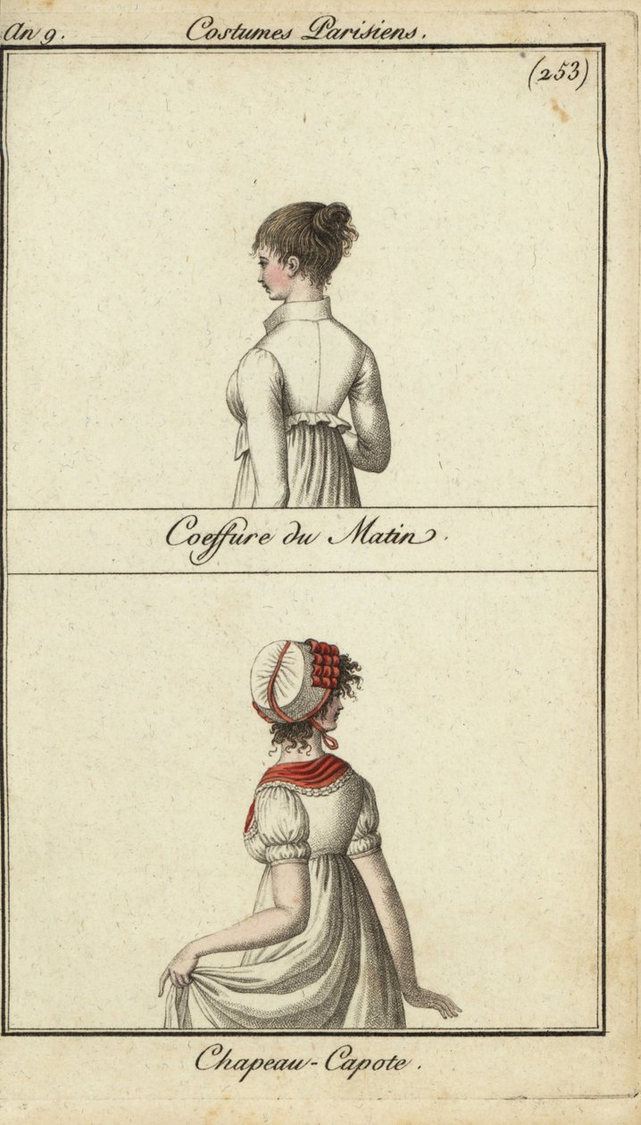 Divatos frizura és sapka, Párizs alkotó: French School