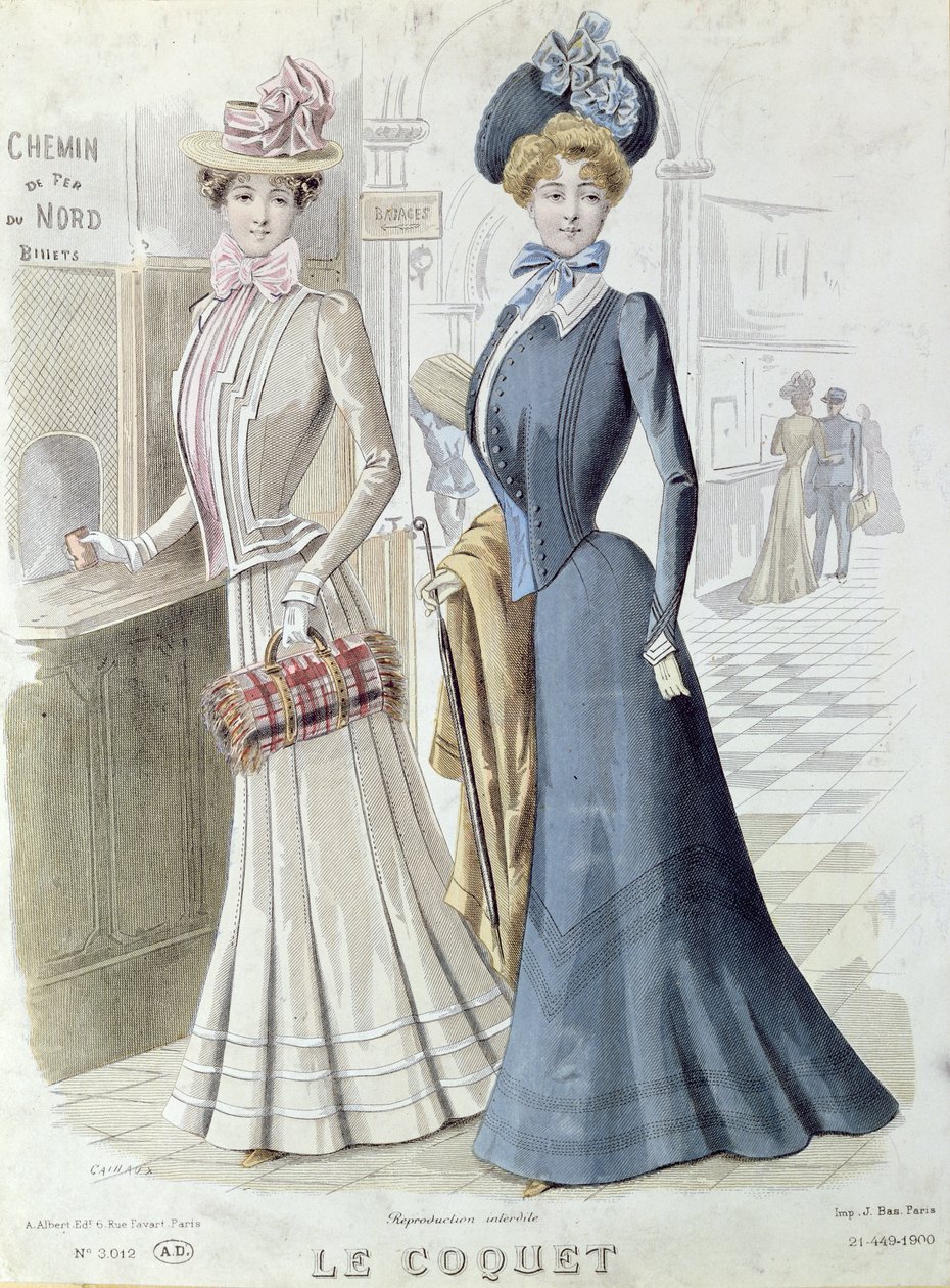 Divatos hölgyek a párizsi Gare du Nord jegypénztárában, 1900 körül alkotó: French School