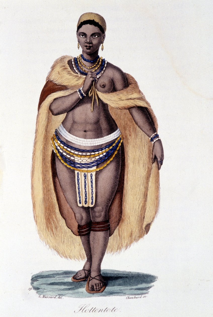 Femme Hottentote (Venus Hottentote) in traditional costume - in “” Bibliotheque universelle des voyages”” by Albert Montémont, ed. Armand Aubrée alkotó: French School