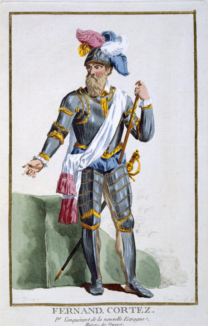 Fernand Cortez (1485-1547), vésette Pierre Duflos (1742-1816), 1780 (rézmetszet) alkotó: French School