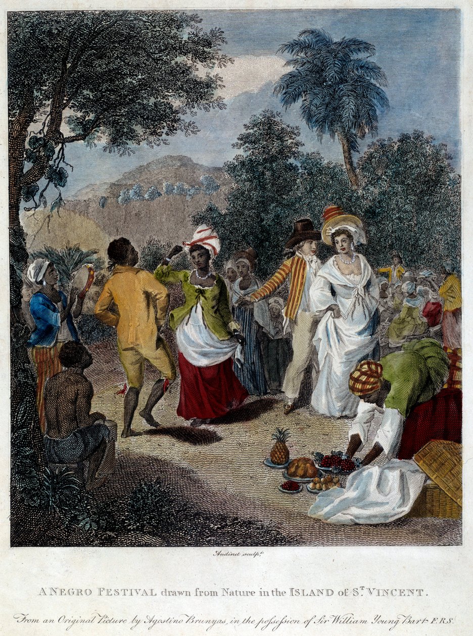 Fete negre Saint Vincent szigetén (Közép-Amerika, Antillák). századi metszet. Chartres, Szépművészeti Múzeum alkotó: French School