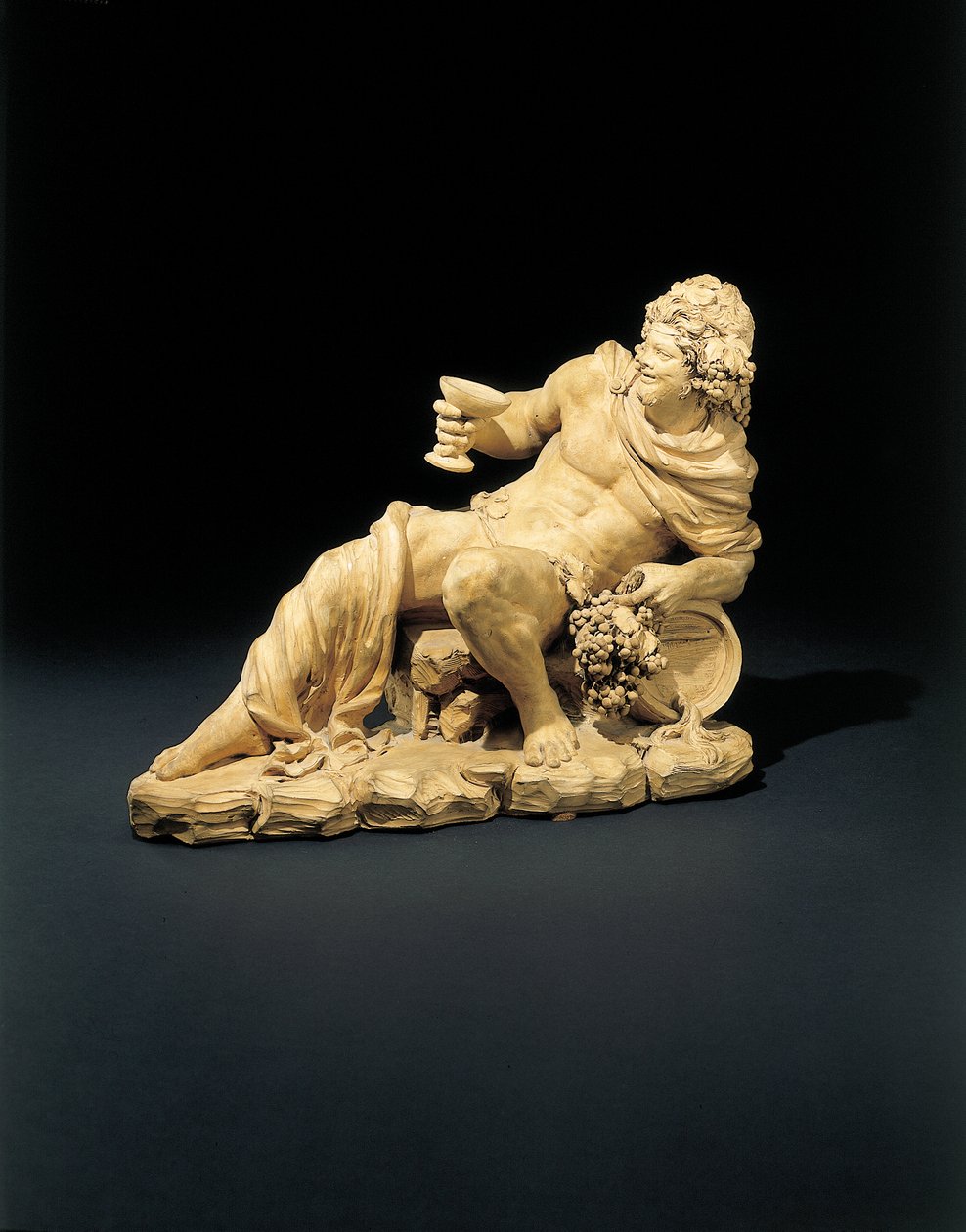 Bacchus egy pohár bor mellett fekvő alakja, 1770 körül alkotó: French School