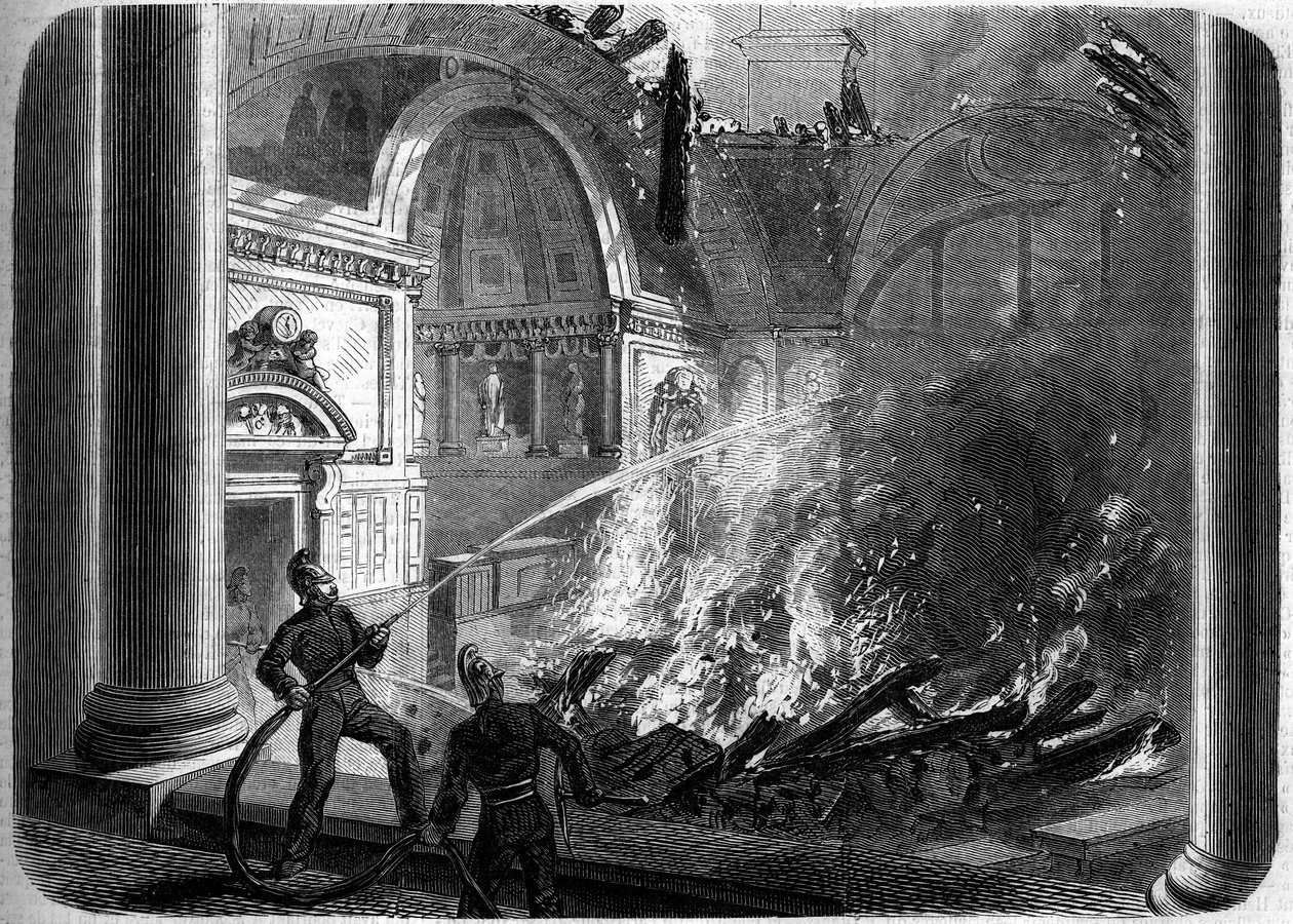 A párizsi Palais du Luxembourg Szenátus kamarájának tűzvész, október 27 alkotó: French School
