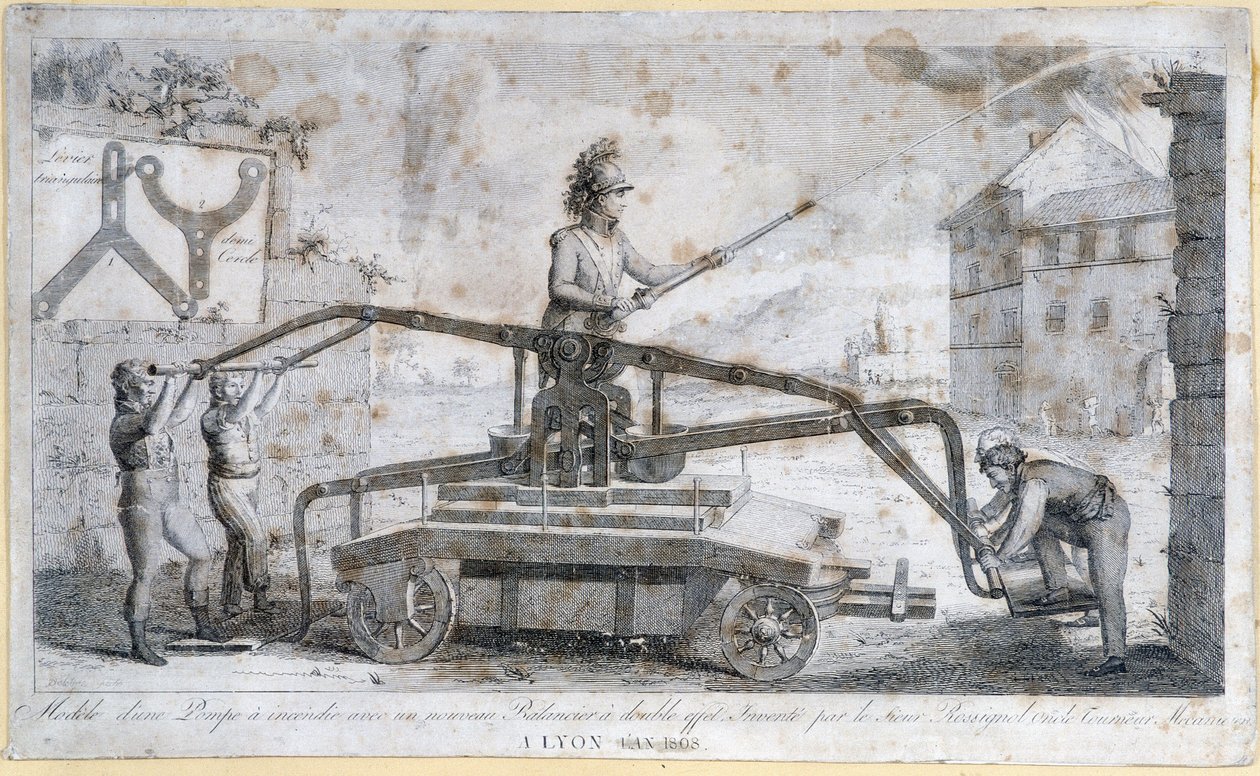 Tűzoltószivattyú Lyonban 1808-ban alkotó: French School