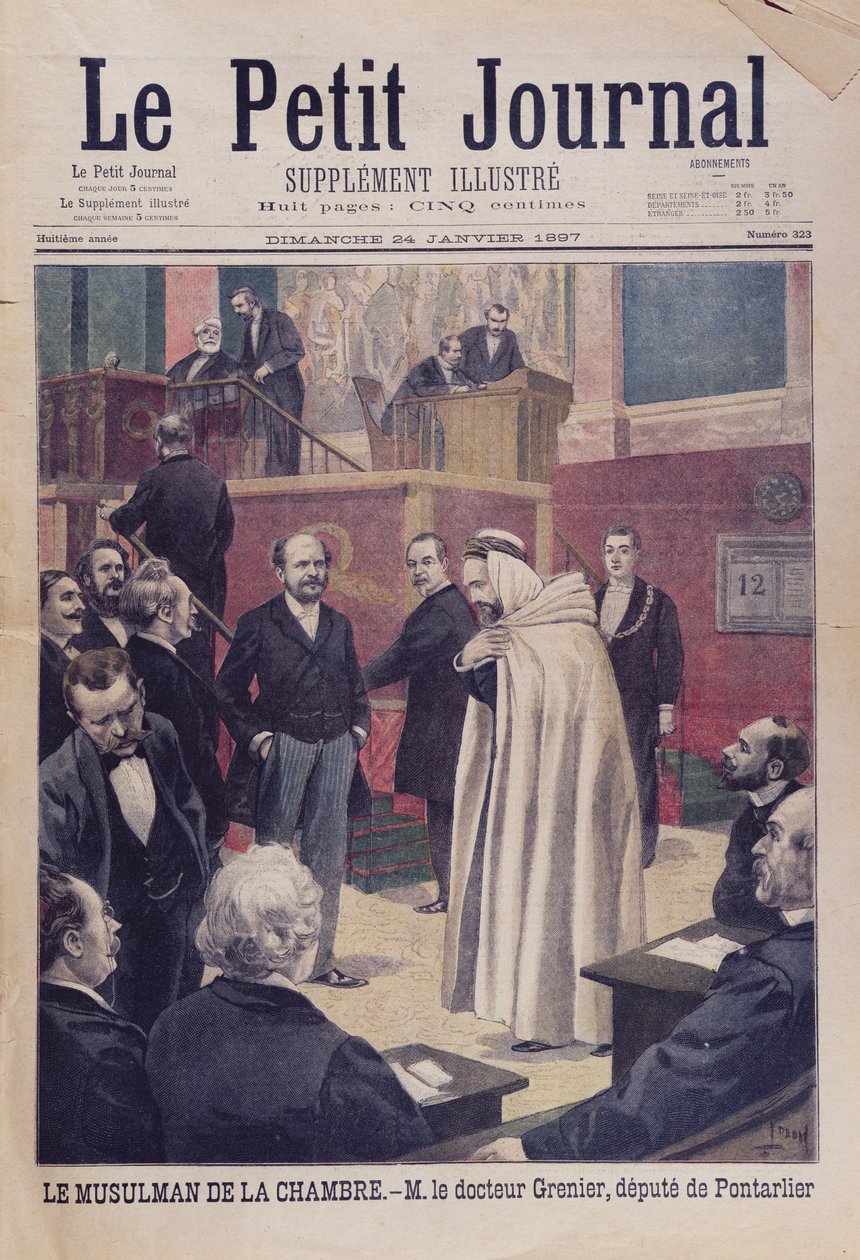 A francia közgyűlés első muszlim helyettese, Dr. Philippe Grenier, a Le Petit Journal címlapillusztrációja, 1897. január 24. alkotó: French School