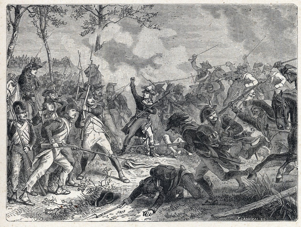 Első koalíció: Lazarus Nicolas Marguerite Carnot (1753-1823) a wattignies-i csata során, 1793. október 16-án szembeszállva a francia csapatokkal az osztrák hadsereggel. alkotó: French School