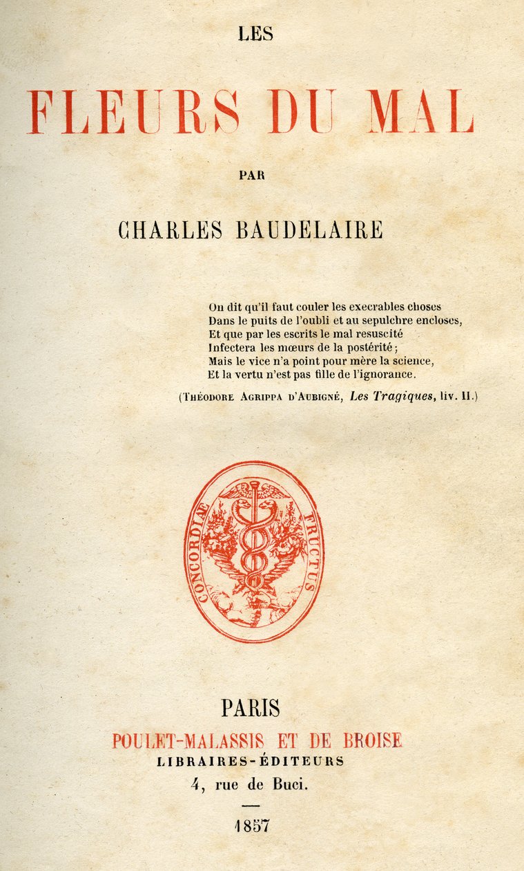Charles Baudelaire Les Fleurs du Mal első kiadása alkotó: French School