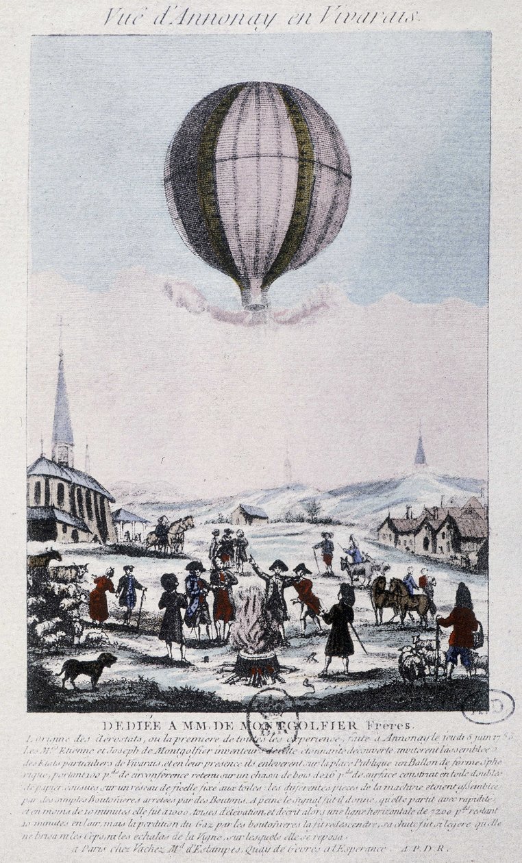 Az első repülés a Montgolfiers fivérek Annonay-jába 1783-ban alkotó: French School