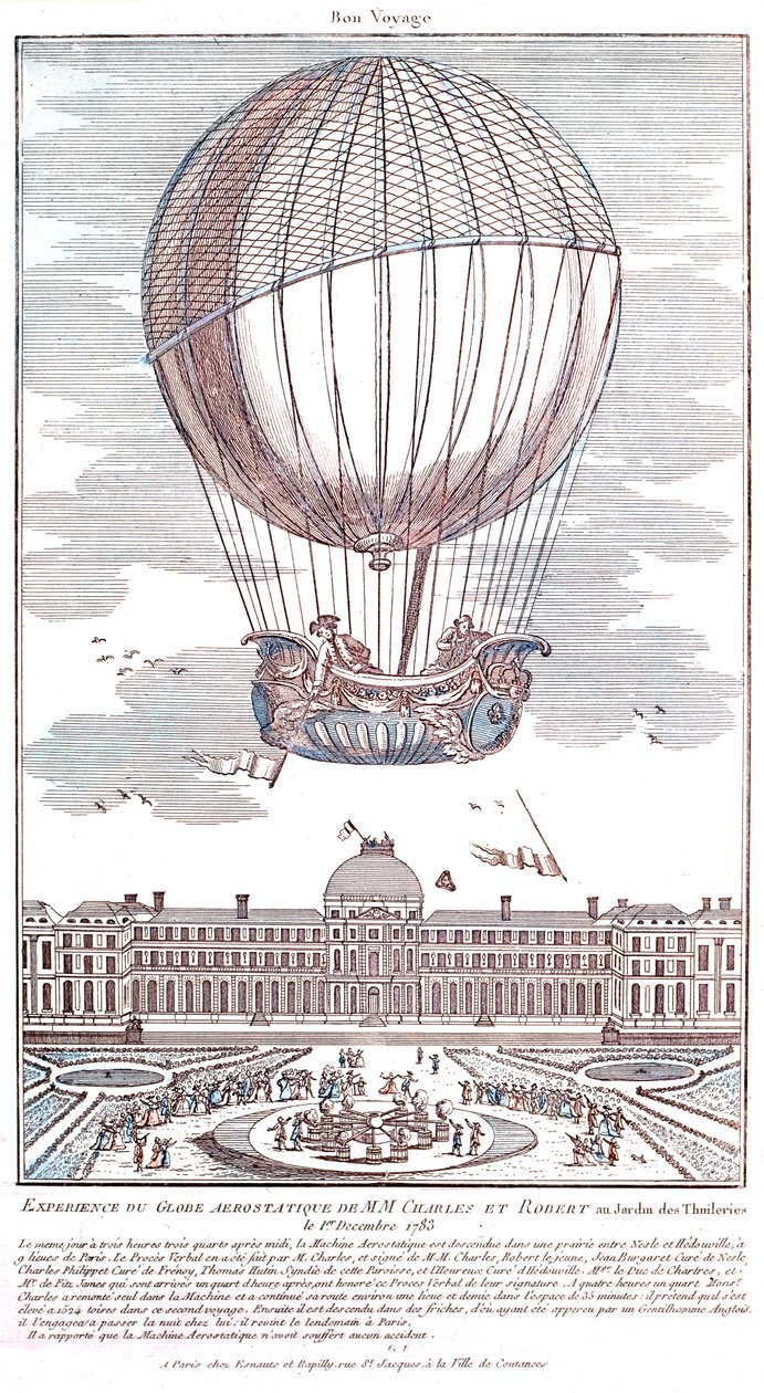 Első emberes hidrogénballonos repülés, 1783 alkotó: French School