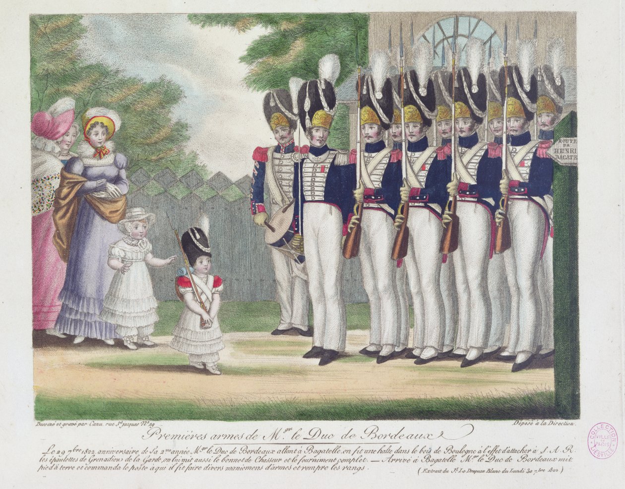 Bordeaux hercegének első fegyverei Bagatelle-ben, 1822. szeptember 29. alkotó: French School