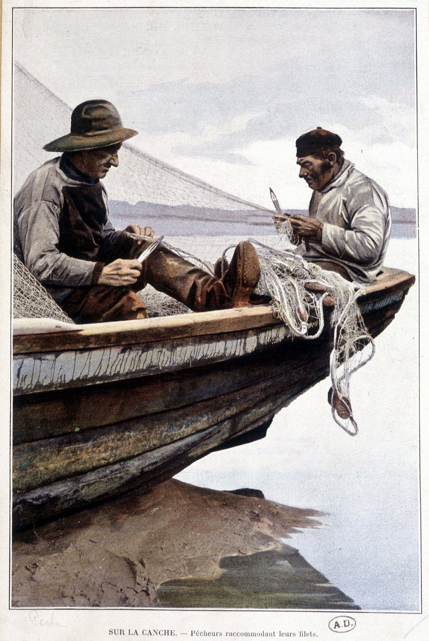 Halászok evezőhálókat a fedélzeten, 1895. v alkotó: French School