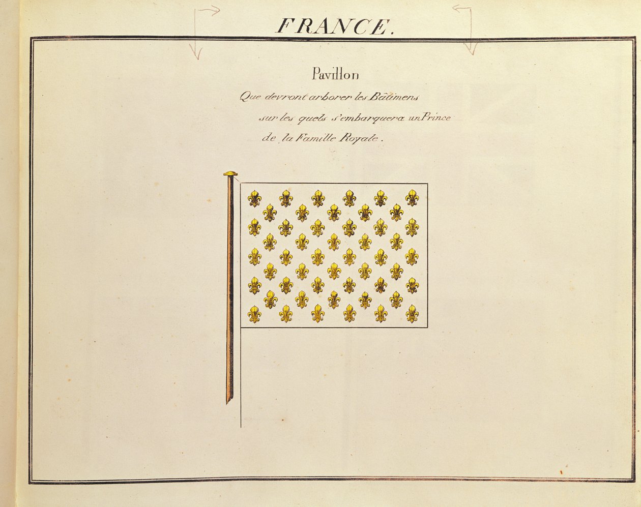 A királyi család hercegének zászlaja, a Pavillons des Puissances Maritimes-tól (színes metszet) alkotó: French School