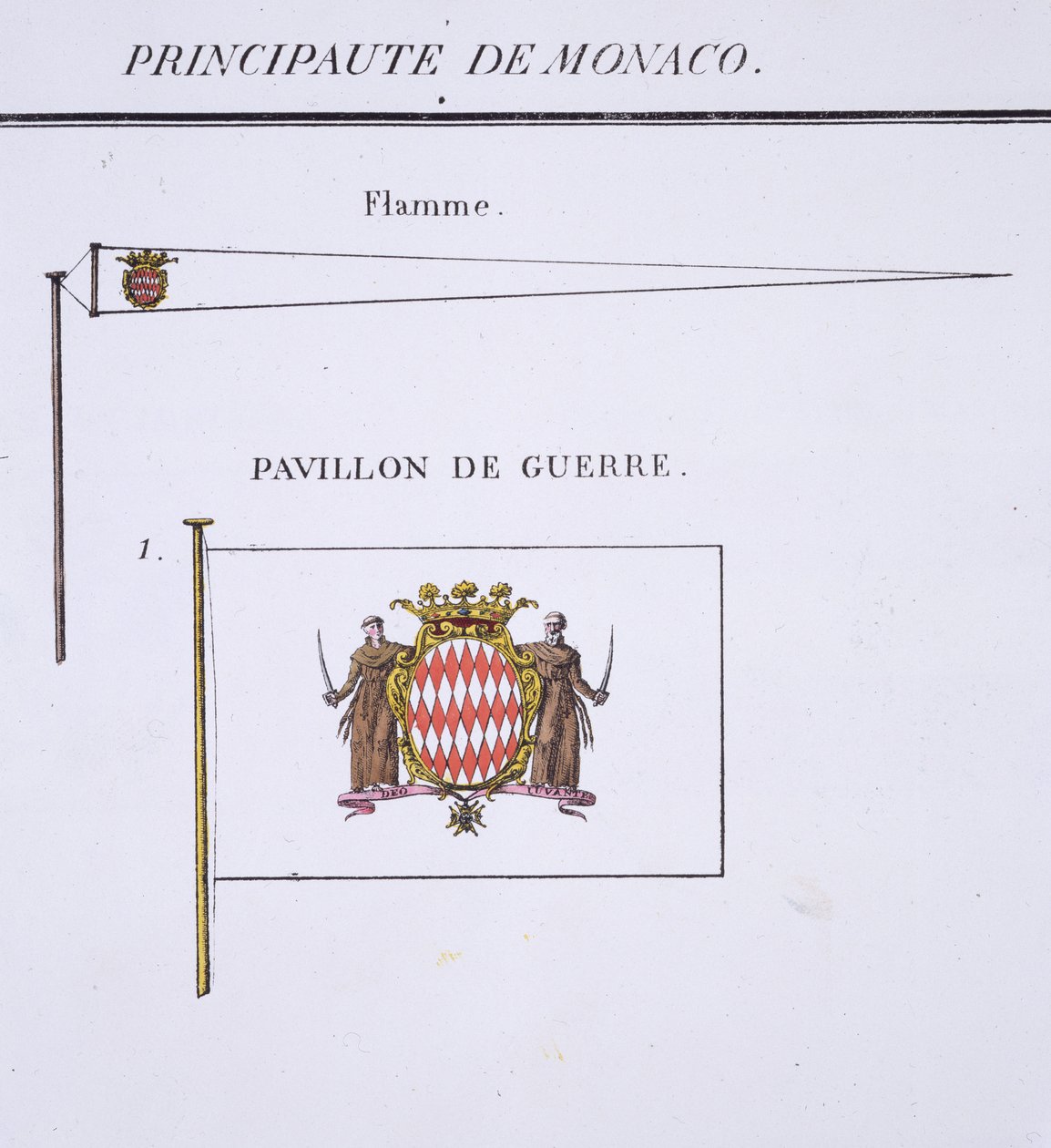 Monacói zászlók, egy francia zászlóskönyvből, 1819 körül alkotó: French School