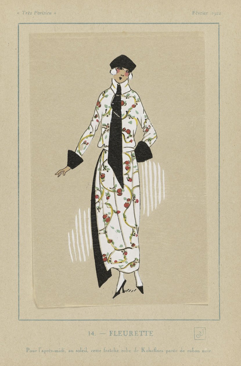 Fleurette, a Tres Parisiens, pub. 1922 (sablonnyomat) alkotó: French School