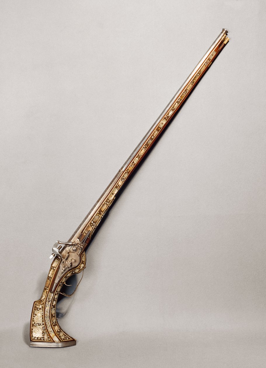 Flintlock puska (fa és fém) alkotó: French School