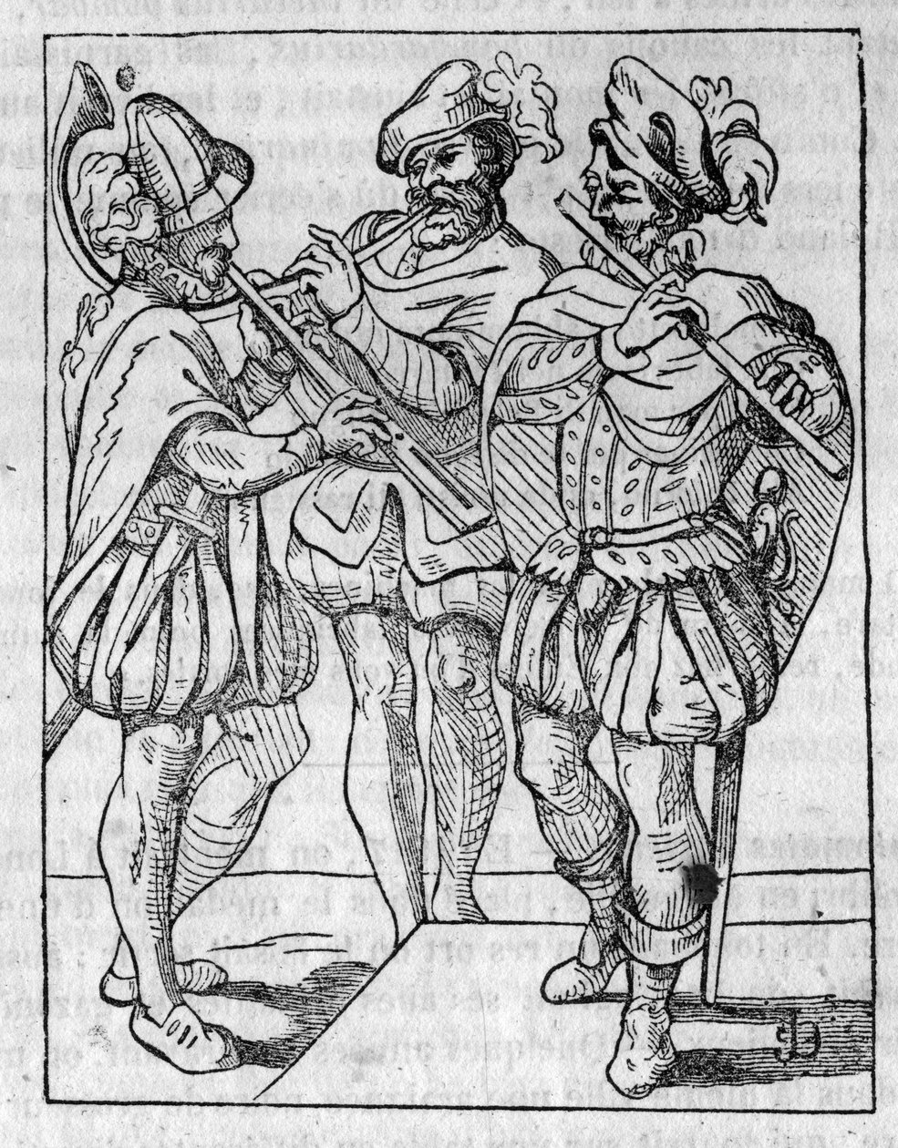 Furulyás és bugle játékosok a 16. században. „A festői boltban” 1836 alkotó: French School