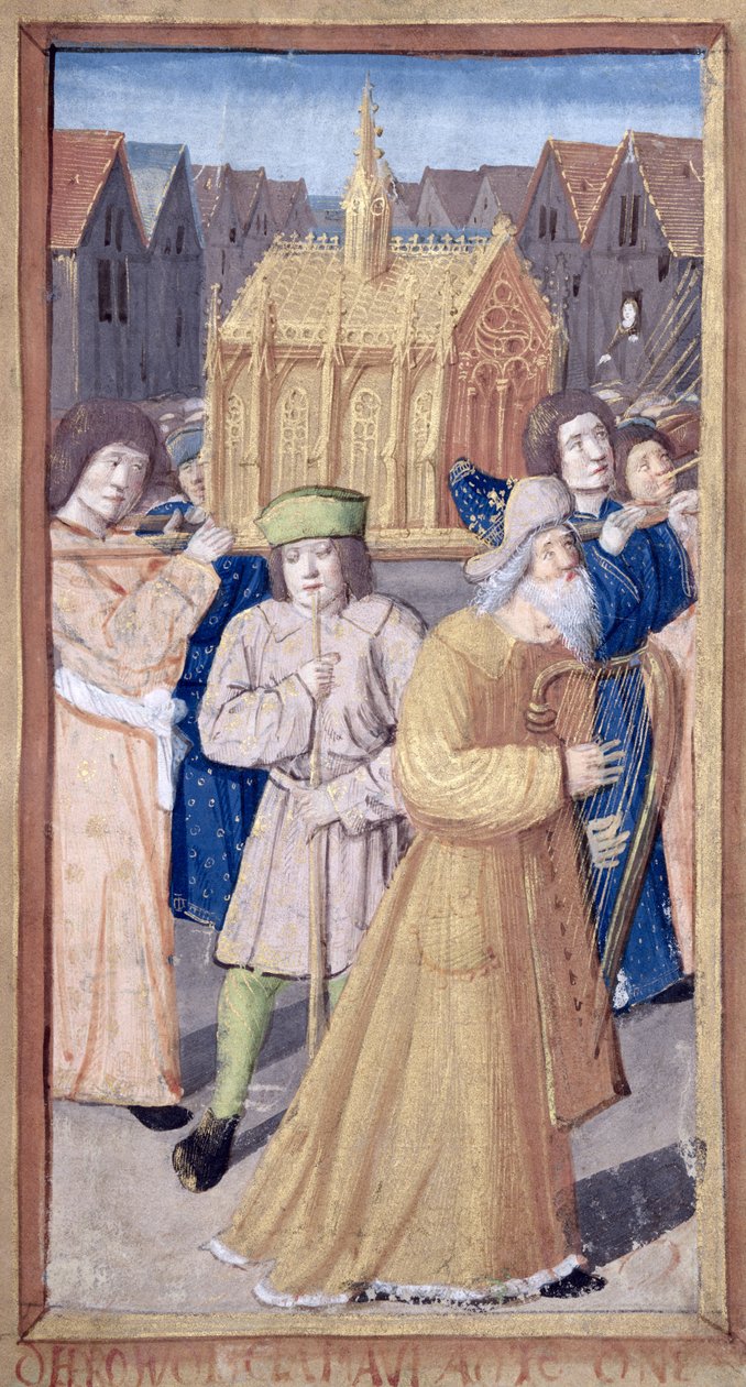 Fol.56r Dávid és a frigyláda, a Heures a lUsage de Rome-ból alkotó: French School