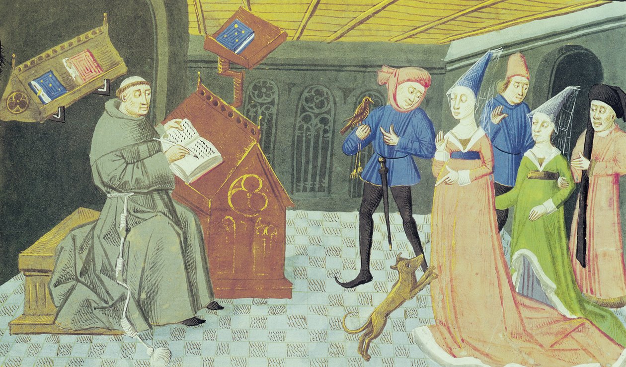 Fol.79r Carlo Marsuppini (†1453) illusztrációja a Controversia de Nobilitate-ból, Buonaccorso da Montemagno alkotó: French School