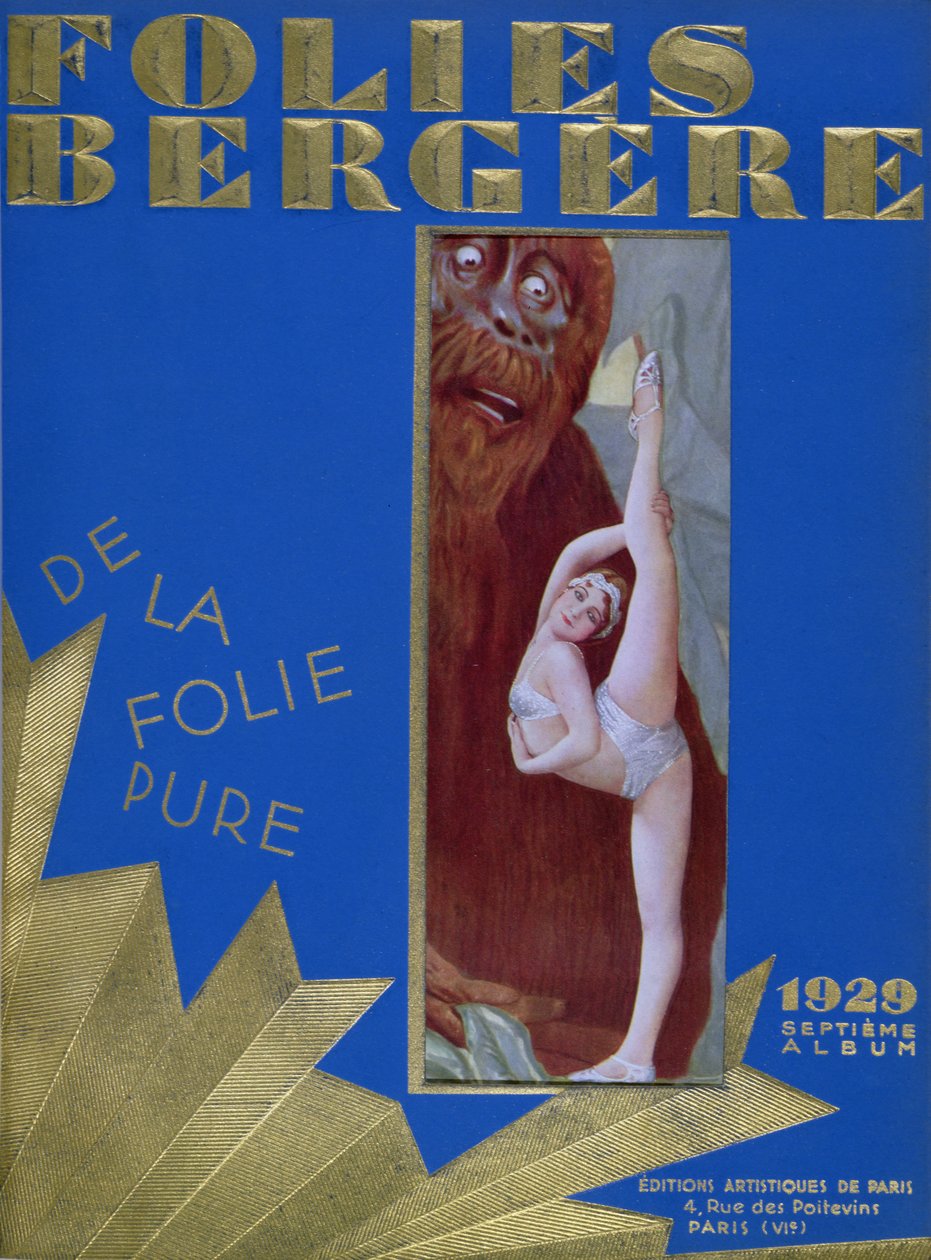 Folies Bergere Program a De la Folie Pure című revühöz, amelyet a King Kong film ihletett, és Glenn Ellyn főszereplésével, 1929 alkotó: French School