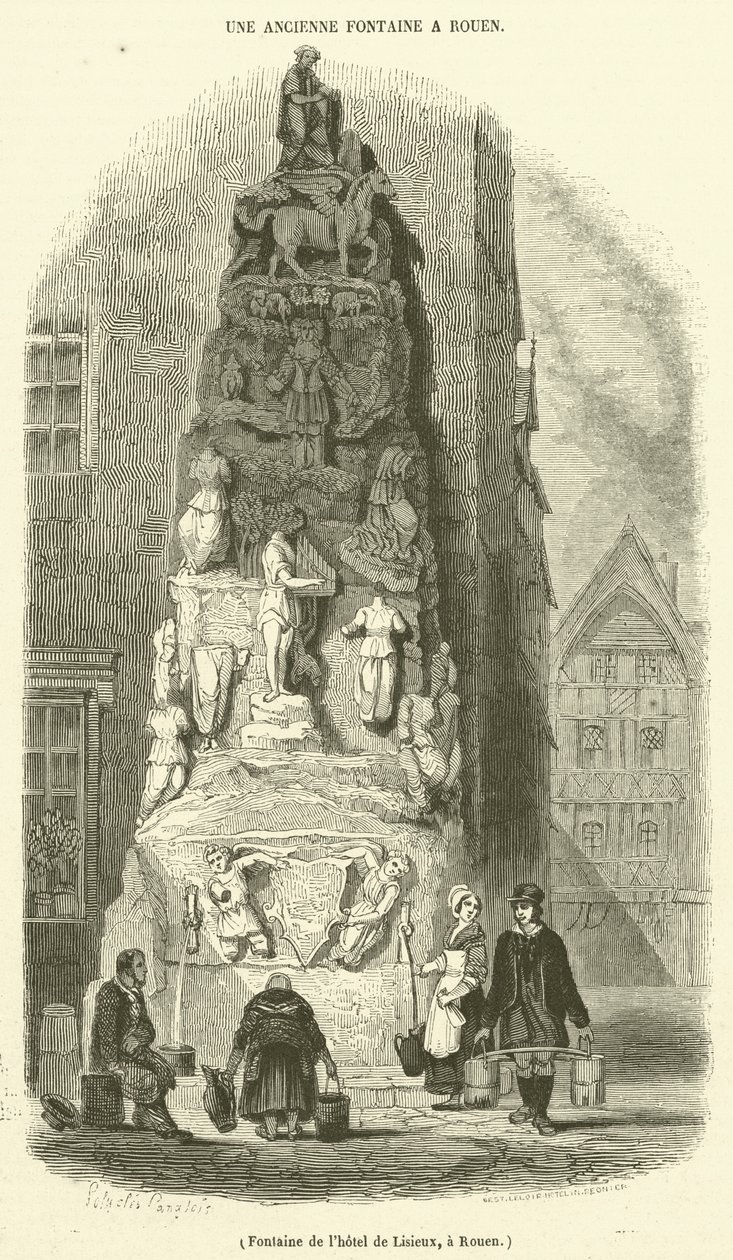 Szökőkút a roueni Hotel de Lisieux-ben (metszet) alkotó: French School