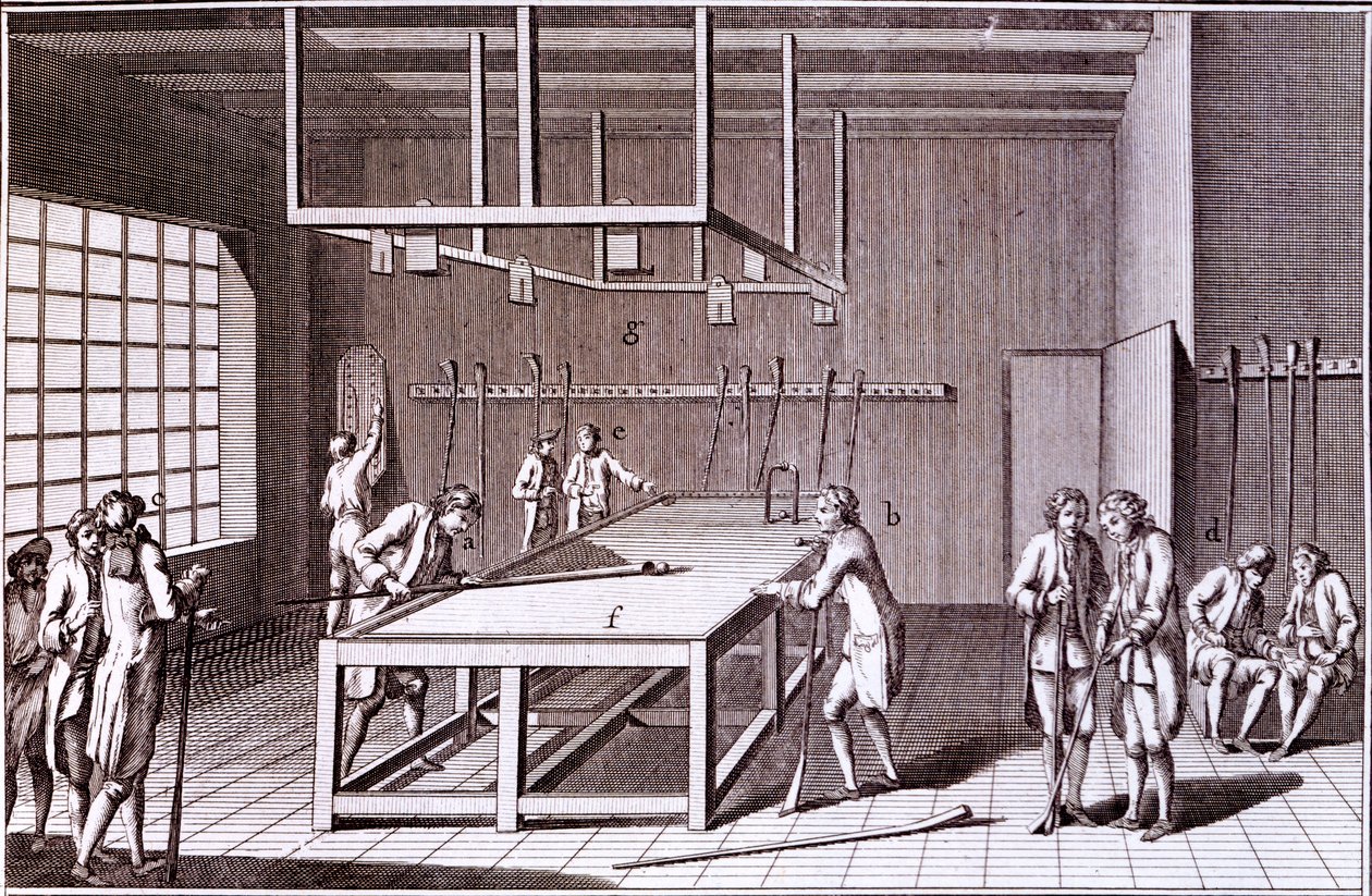 A biliárd Franciaországban játszott formája, a 18. század közepén alkotó: French School