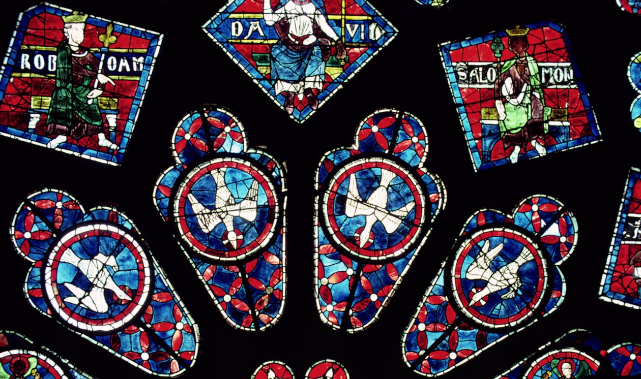 Négy galamb, részlet az északi rózsaablakból, 1223 körül alkotó: French School