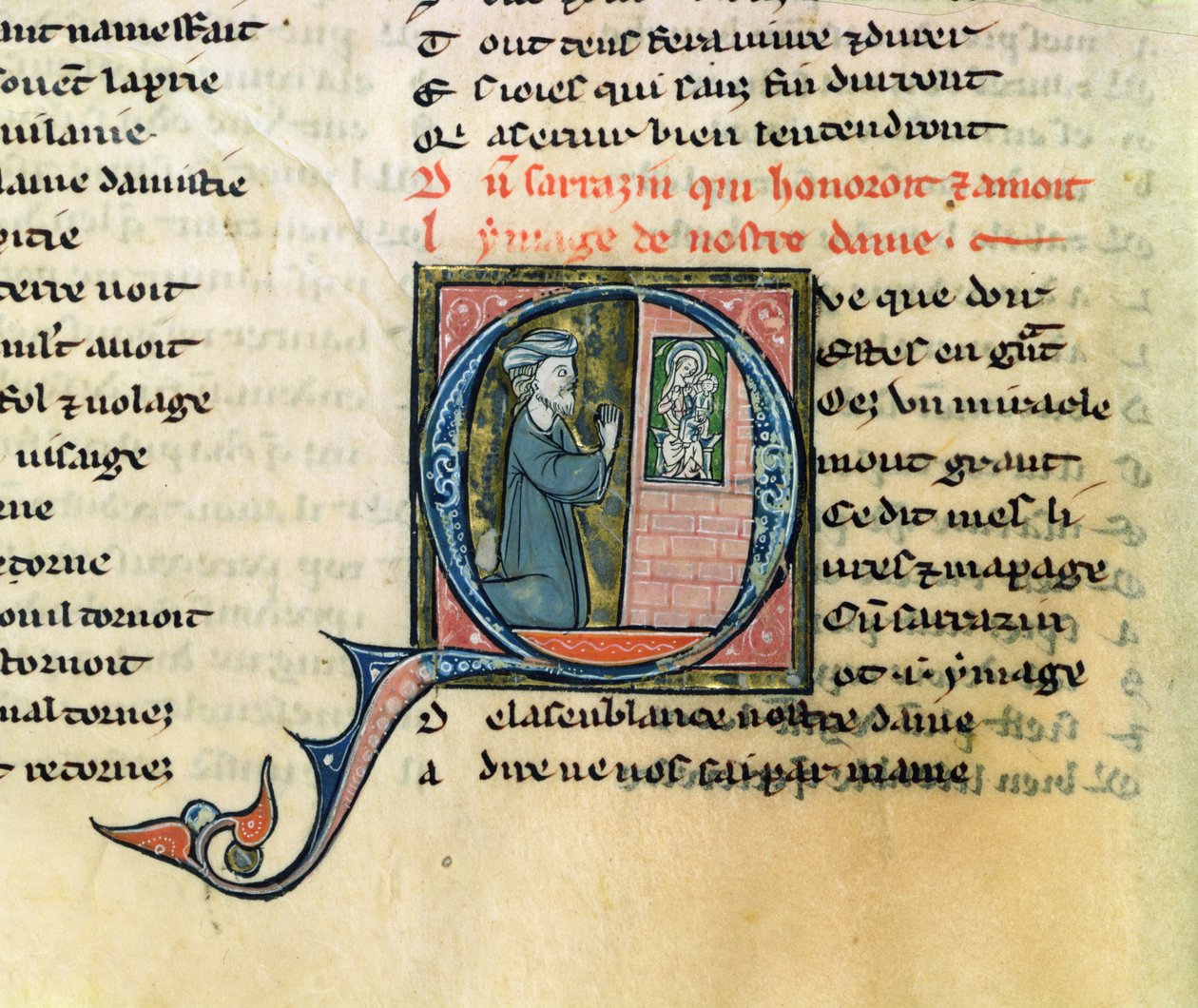 Fr.1533 f.100v szaracén a Szűz képe által átalakítva, a La Vie Nostre Dame-ból alkotó: French School