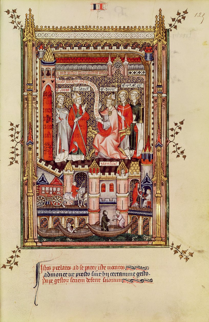 Fr 2091 fol.125 St. Saintin és St. Antonin, sürgették, hogy írják meg St. Denis életének történetét, Vie de St. Denisből, 1317 alkotó: French School