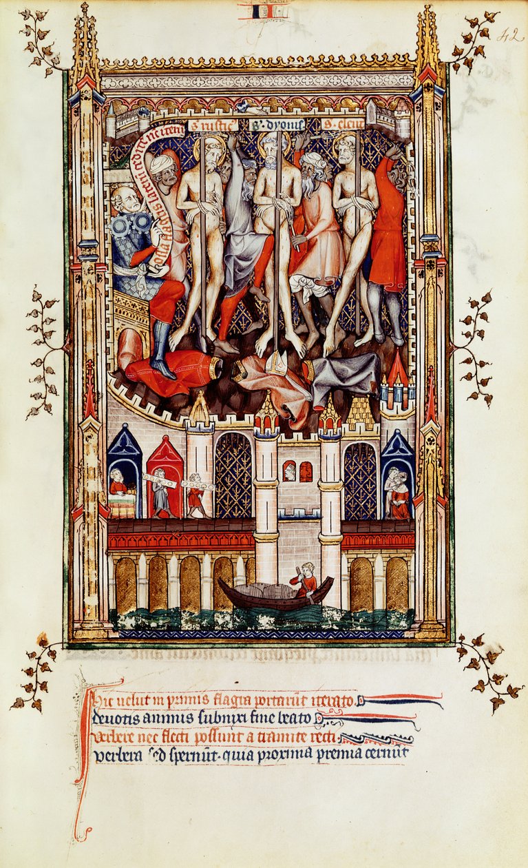 Fr 2092 f.42 St. Denis és társai harmadik zászlózása, Vie de St. Denisből, 1317 alkotó: French School