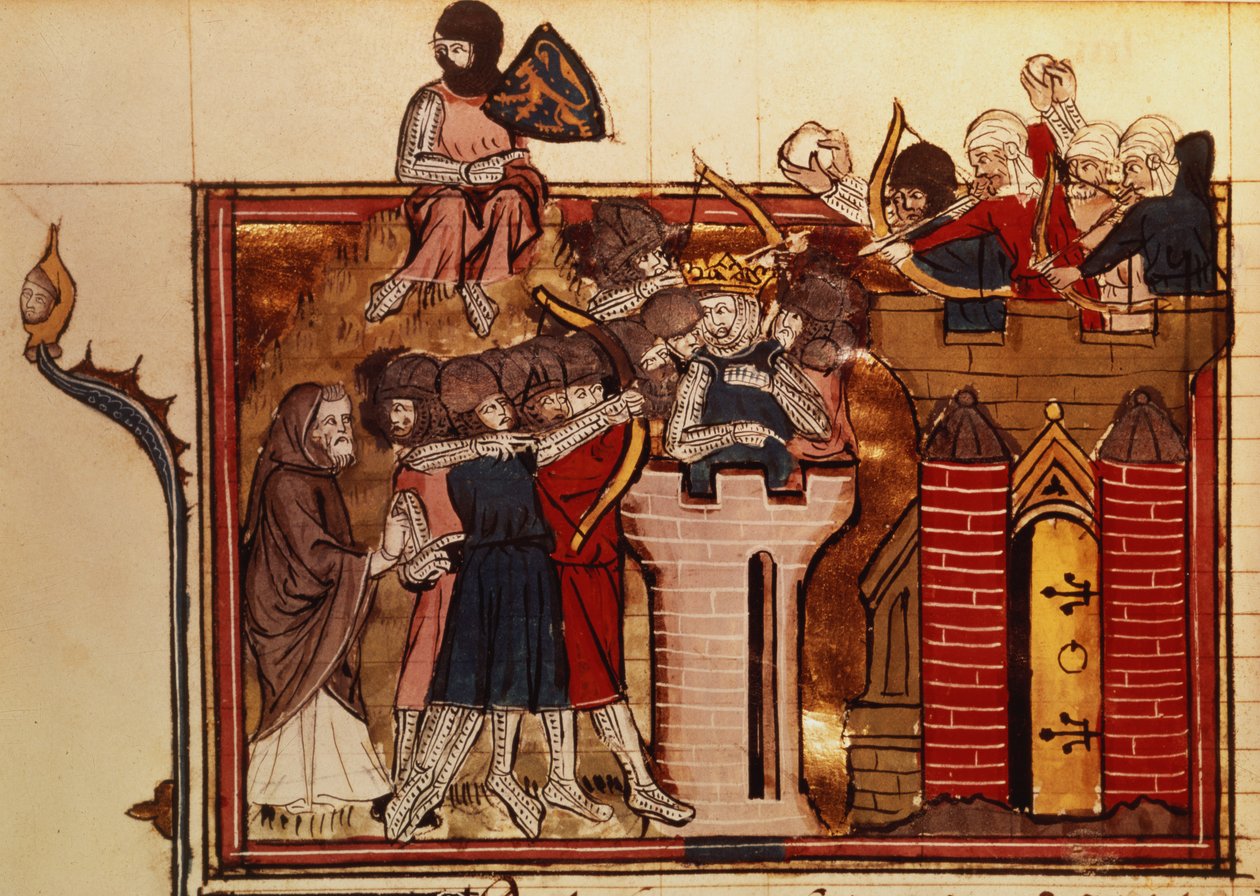 Fr 22495 f.69v A keresztesek támadása Jeruzsálem ellen 1099-ben, Le Roman de Godefroi de Bouillon alkotó: French School