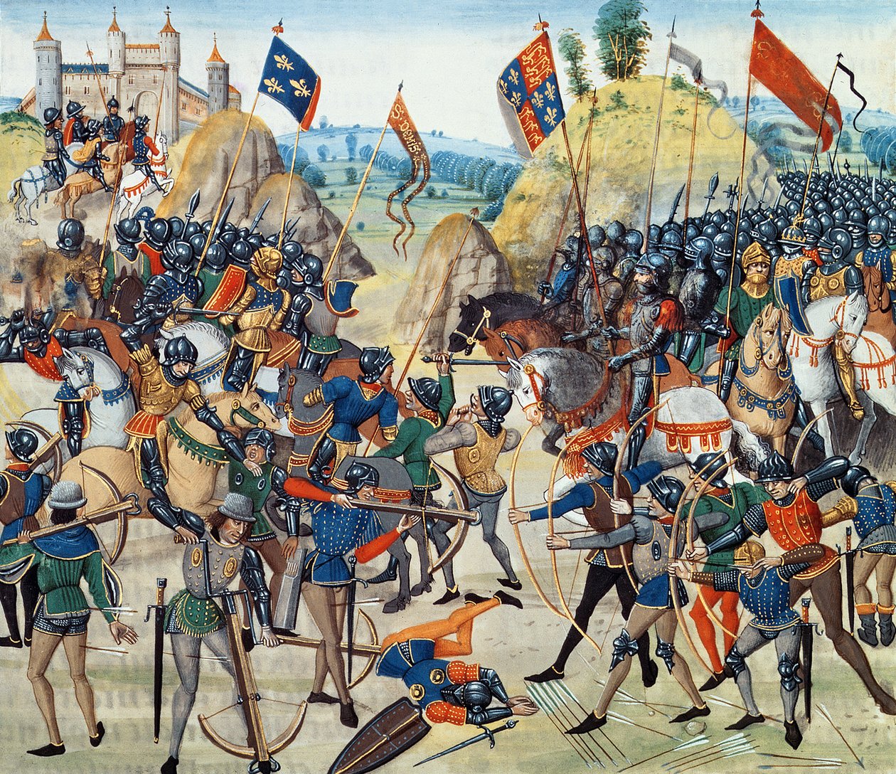 Fr 2643 f.165v Crecy-i csata a százéves háborúból, "Froissart