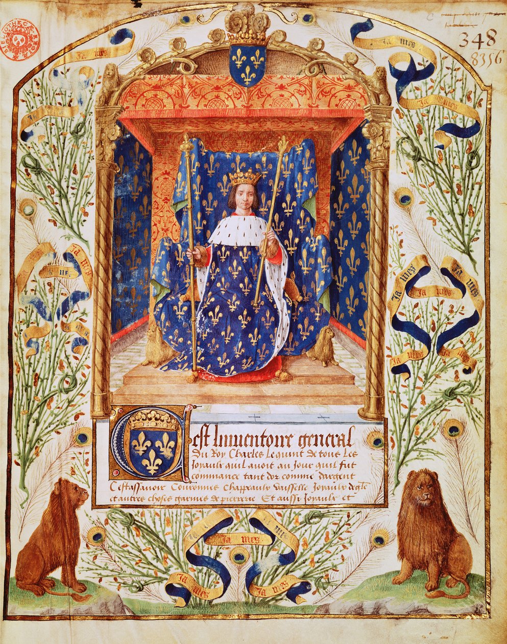 Fr 2705 f.C. A francia V. Károly kincseinek leltárának homlokzata, 1379 alkotó: French School