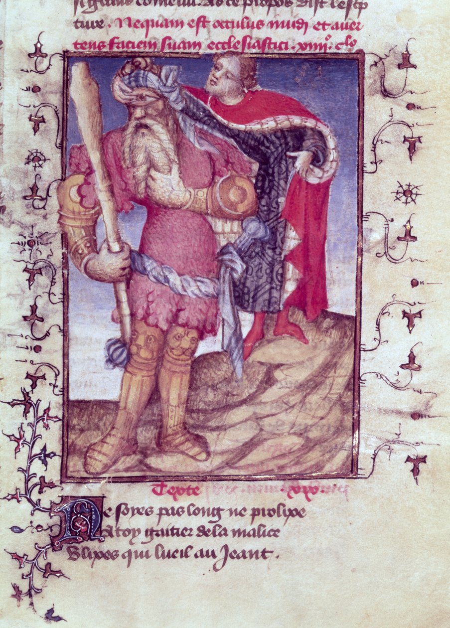 Fr 606 f.11 Ulysses átszúrja a küklopsz szemét, az Epitre dOthea-ból, az Epitre Mestertől, 1406 körül alkotó: French School