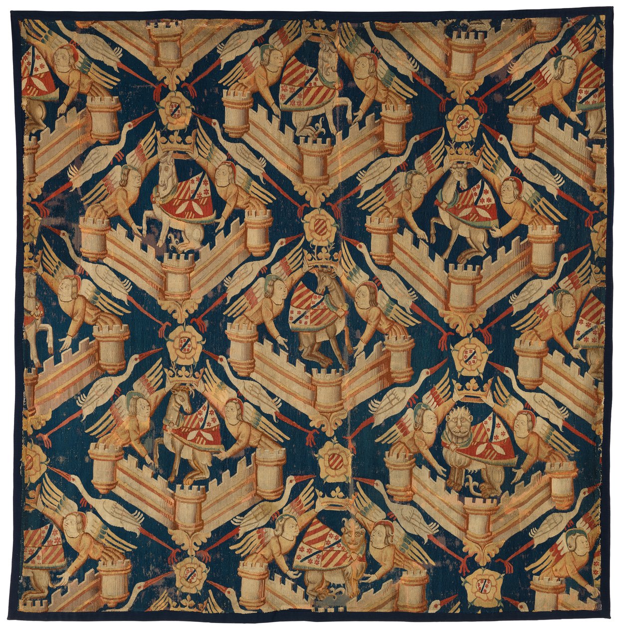 Beaufort, Turenne és Comminges karját ábrázoló heraldikai kárpit töredéke, Párizsban vagy Arrasban (gyapjú) alkotó: French School