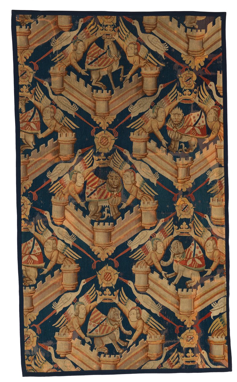 Fragment of a heraldic tapestry depicting the Arms of Beaufort, Turenne and Comminges, made in Paris or Arras (wool) alkotó: French School