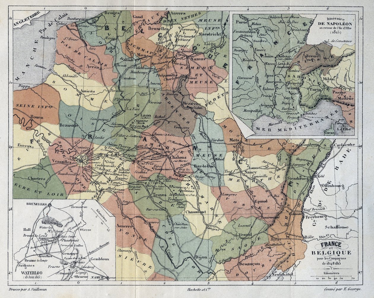Franciaország és Belgium az 1814-1815-ös kampányban - Victor Duruy (1811-1894) „Histoire de France” című metszete – 1882 alkotó: French School