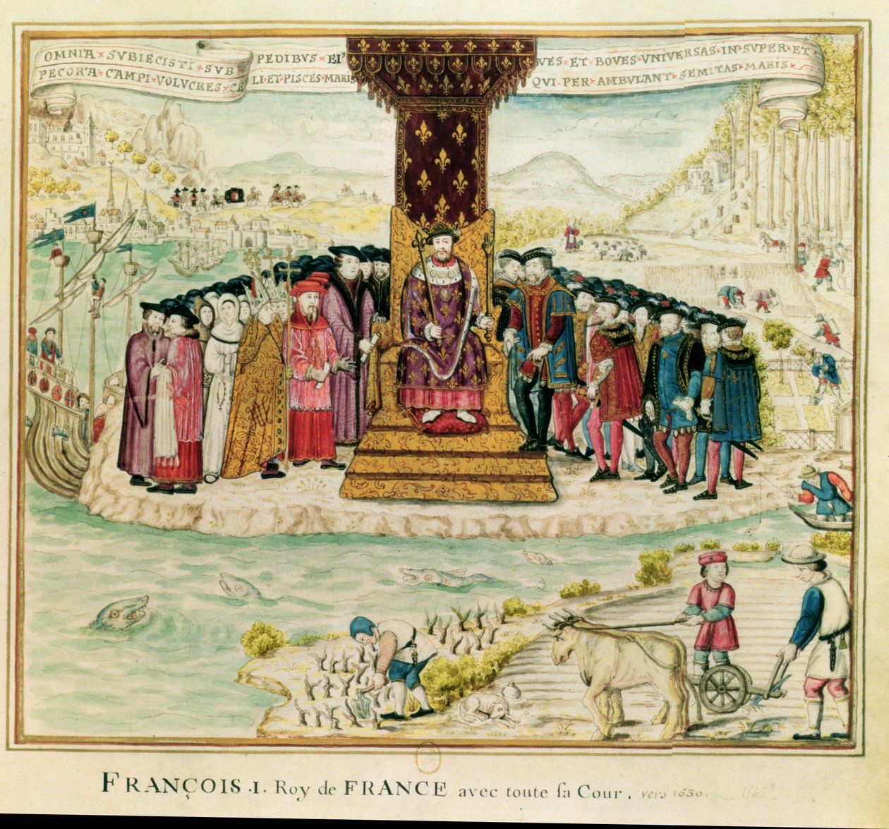 I. Ferenc (1494-1547) udvarától körülvéve, 1630 körül (papíron wc) alkotó: French School