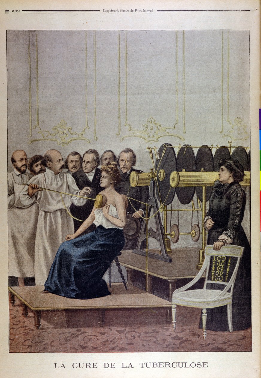Francisque Crotte tuberkulózisos beteg kezelése elektromos árammal, a Le Petit Journal, 1901 alkotó: French School