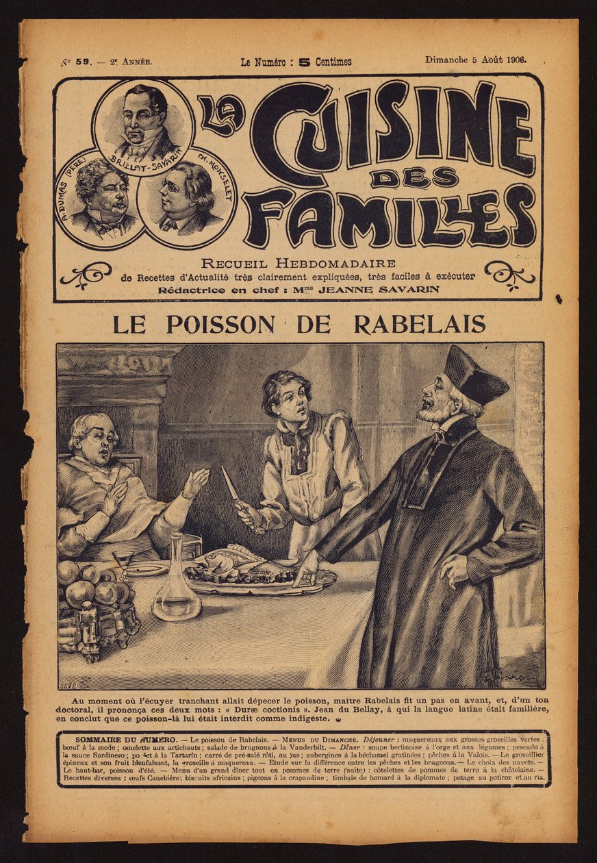 Francois Rabelais figyelmezteti Jean du Bellay bíborost, hogy ne egyen halat (metszet) alkotó: French School