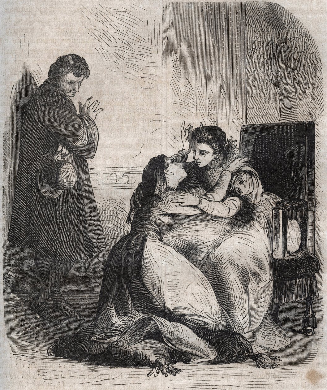 Francoise de Montmorency-Fosseux (Montmorency Fosseux) (1566-1641) bocsánatot kér Marguerite de Valois királynőtől (1553-1615), akit Margot királynőként ismernek. Henrik király (1553-1610) szeretője, és féltve szüli gyermeküket. alkotó: French School