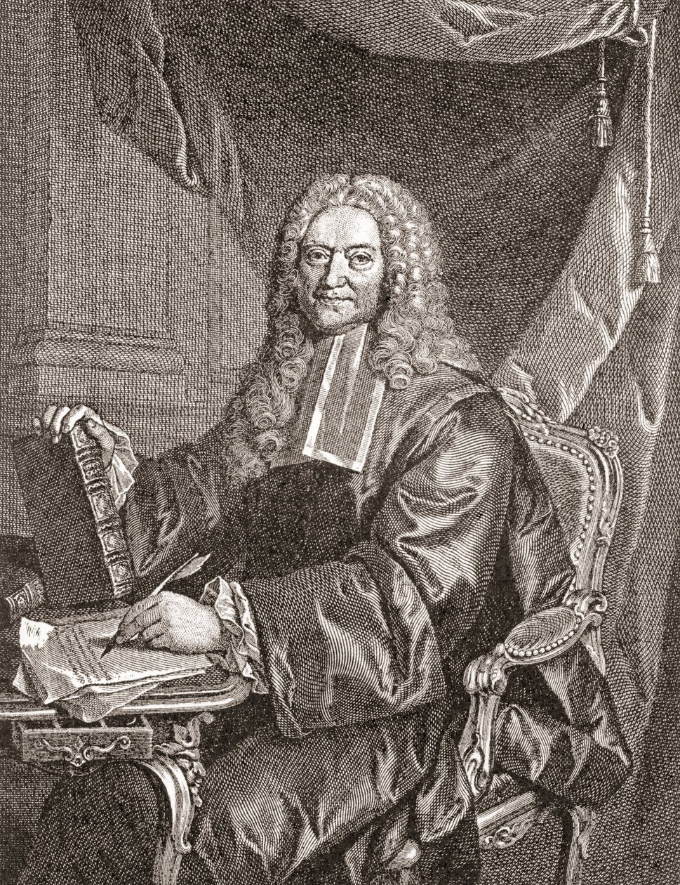 François Chicoyneau, 1672 - 1752. Francia orvos és XV. Lajos király főorvosa. Az 1908-ban megjelent Les Heures Libresből. alkotó: French School