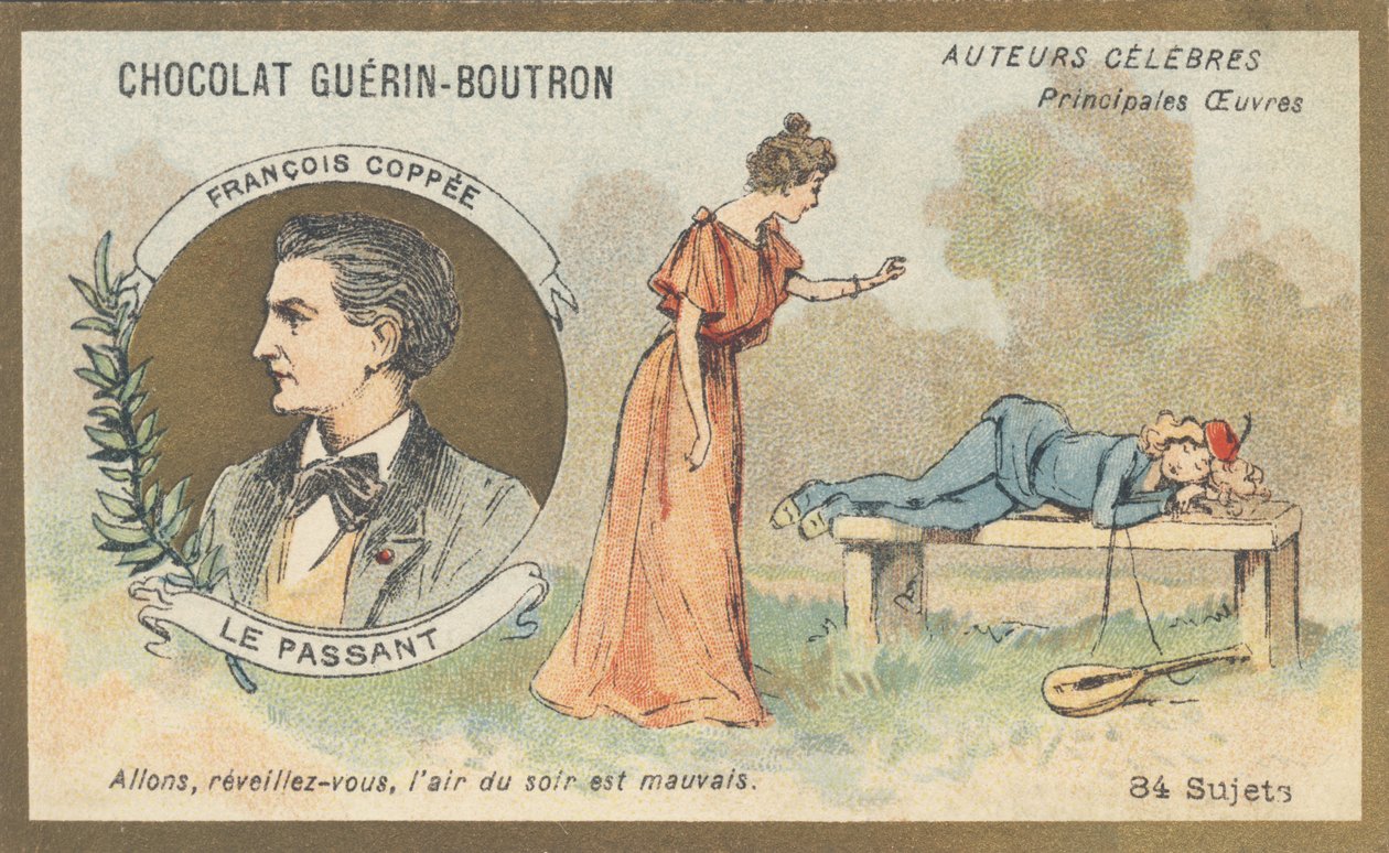 François Coppee (1842-1908), francia költő, dráma- és regényíró, a „Le passant” című, egyfelvonásos, verses vígjáték szerzője (1869) alkotó: French School