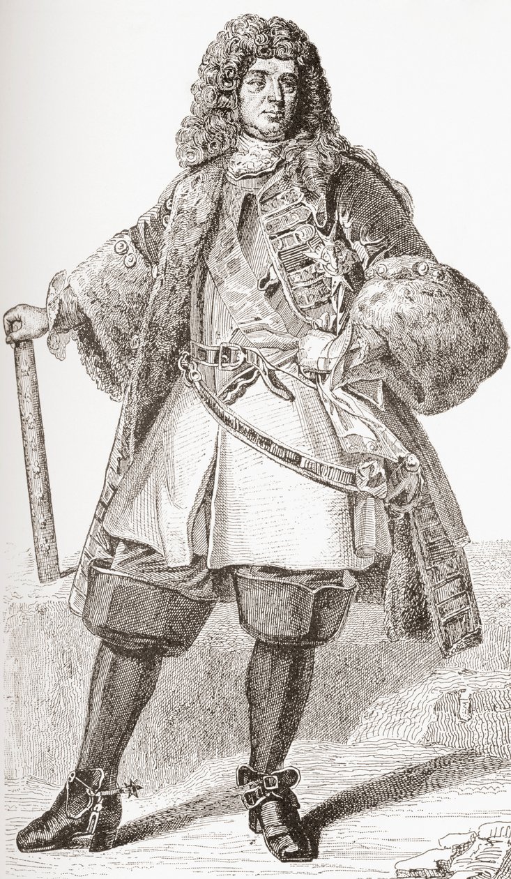 François de Neufville, Villeroy 2. hercege, 1644 1730, francia katona. Az 1908-ban megjelent Les Heures Libres című kötetből. alkotó: French School
